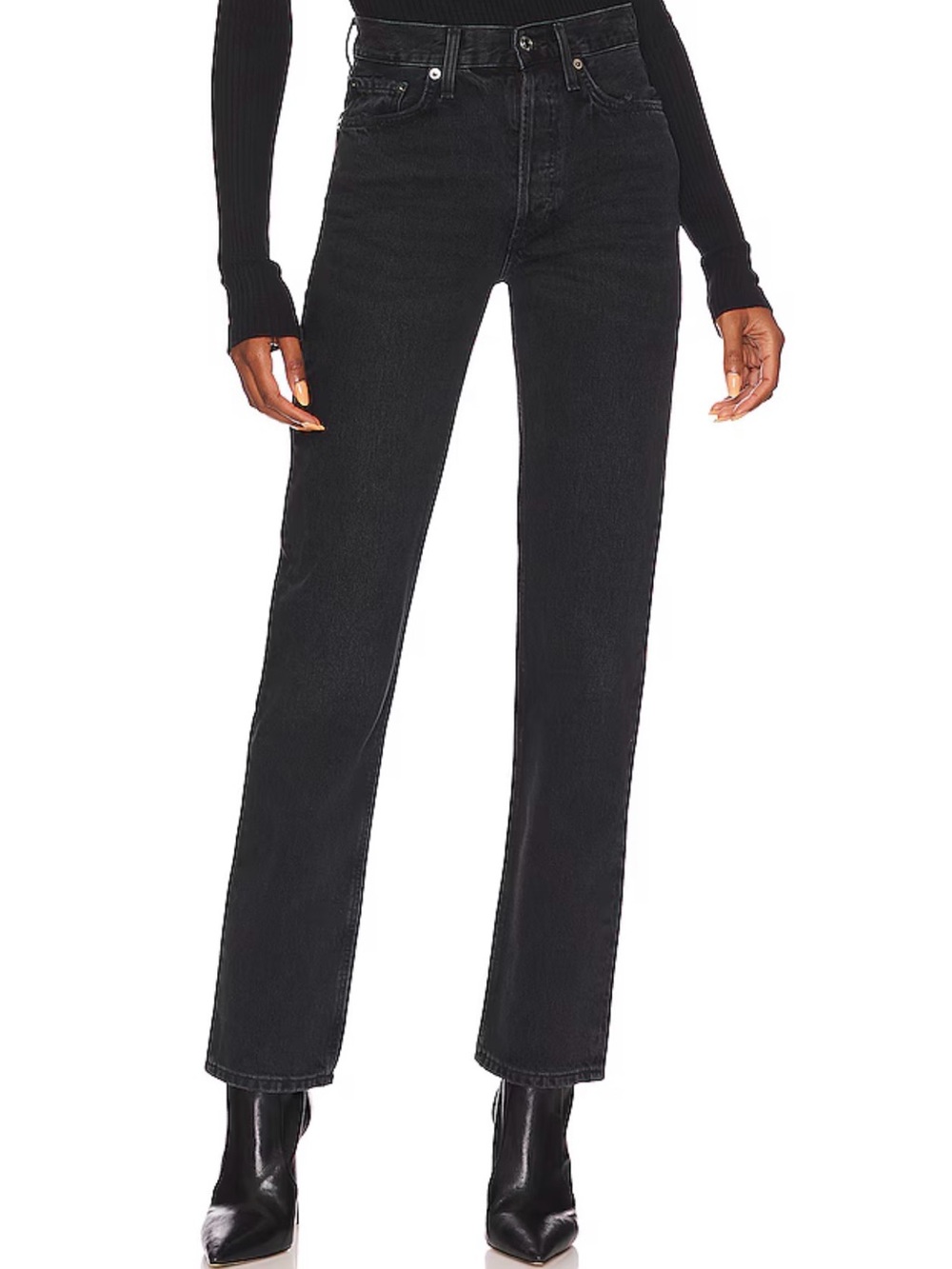 Lana Mid Rise Straight Jeans in Conduct agolde